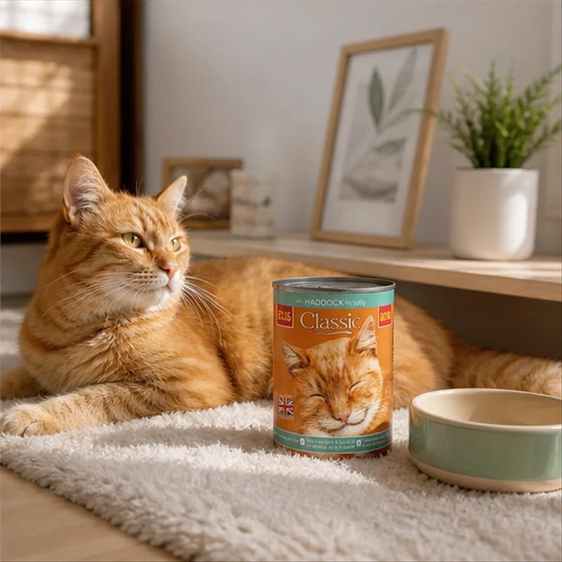 Wet Cat Food with Haddock in Jelly – Complete & Balanced Adult Cat Food, 400g x 12 Cans
