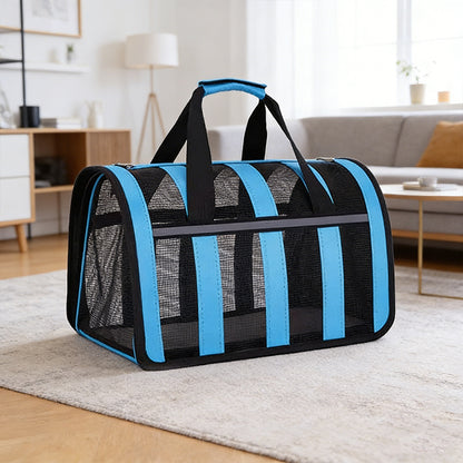 Cat & Small Dog Travel Carrier – Foldable Breathable Mesh Pet Bag with Handle & Shoulder Strap