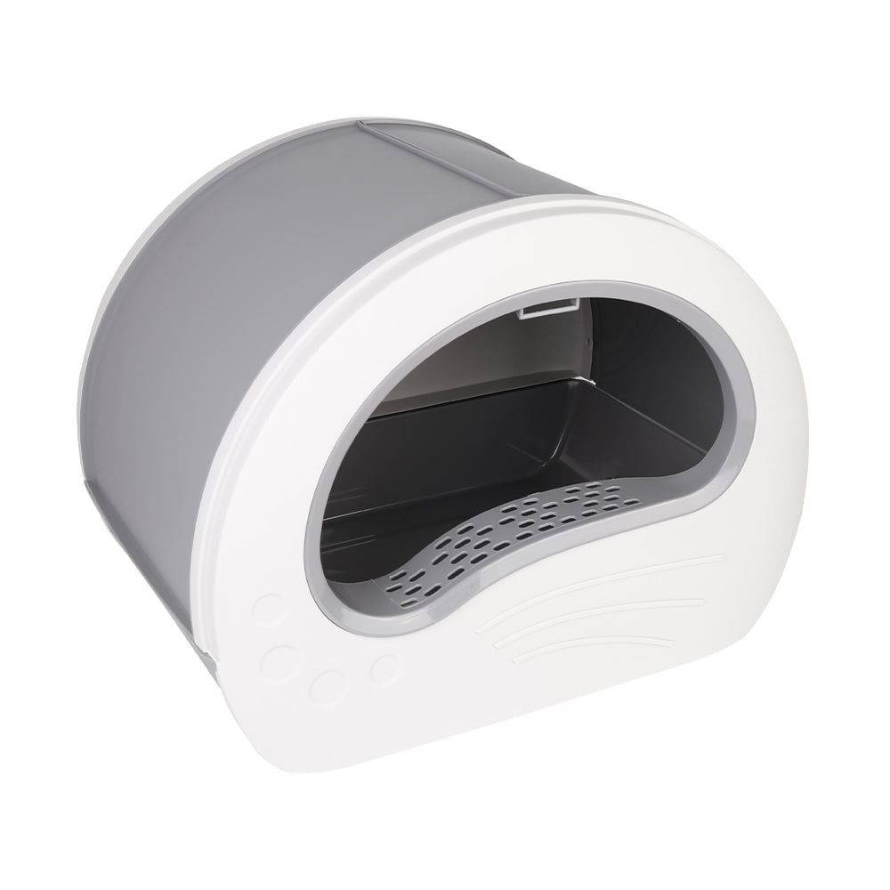 Large Cat Litter Tray with Anti-Splash Design & Pull-Out Drawer – Grey