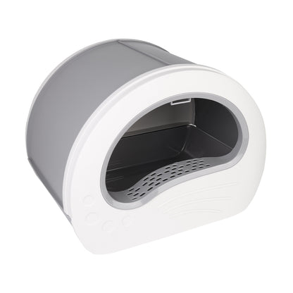 Large Cat Litter Tray with Anti-Splash Design & Pull-Out Drawer – Grey