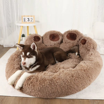 Size guide chart for paw shape dog bed – S to XXL