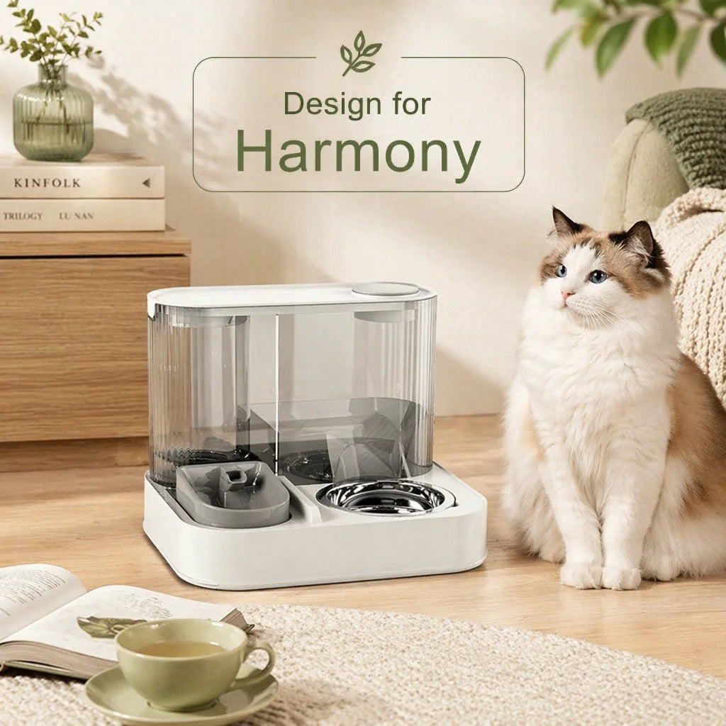Automatic Cat & Dog Feeder with Water Dispenser – 2-in-1 Pet Food & Water Station