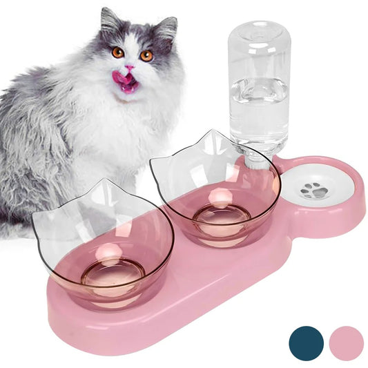 2-in-1 Pet Food & Water Bowl – Double Feeding Station for Cats & Dogs with Anti-Slip Base
