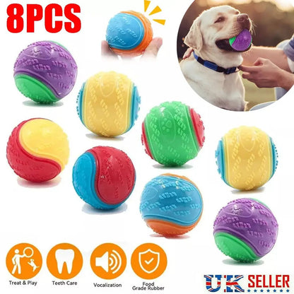 8 Pack Squeaky Dog Toys – Interactive Chew & Fetch Balls for Puppies & Dogs