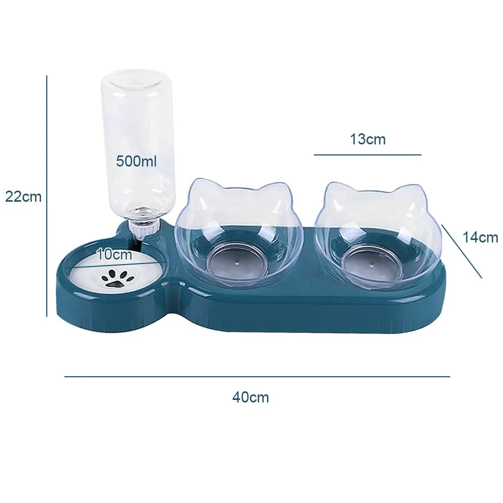 2-in-1 Pet Food & Water Bowl – Double Feeding Station for Cats & Dogs with Anti-Slip Base