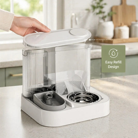 Automatic Cat & Dog Feeder with Water Dispenser – 2-in-1 Pet Food & Water Station