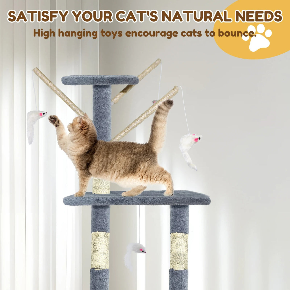 Large Cat Tree Tower – Multi-Level Cat Scratching & Climbing Activity Centre with Condos, Ladder & Sisal Posts