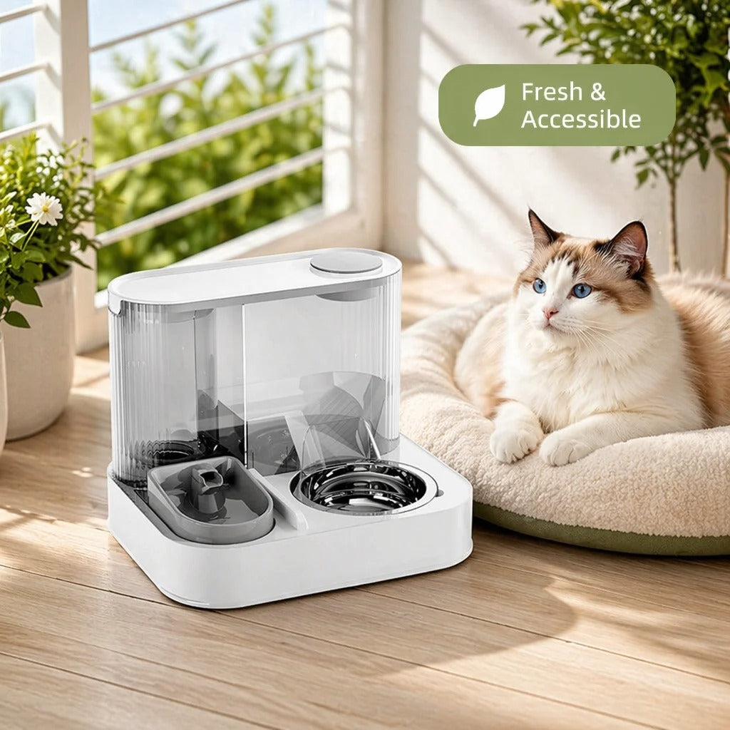 Automatic Cat & Dog Feeder with Water Dispenser – 2-in-1 Pet Food & Water Station