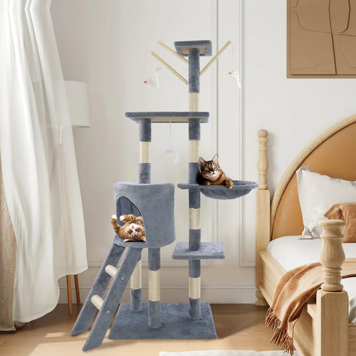Large Cat Tree Tower – Multi-Level Cat Scratching & Climbing Activity Centre with Condos, Ladder & Sisal Posts
