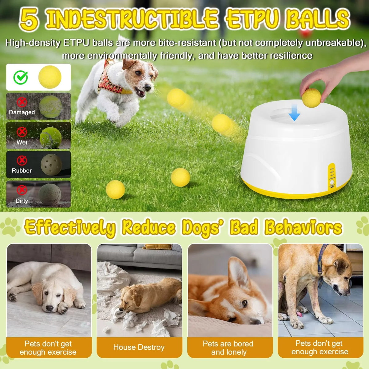 Automatic Dog Ball Launcher – Interactive Ball Thrower for Dogs with 5 Balls