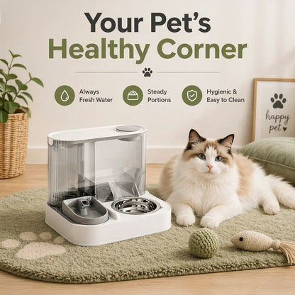 Automatic Cat & Dog Feeder with Water Dispenser – 2-in-1 Pet Food & Water Station