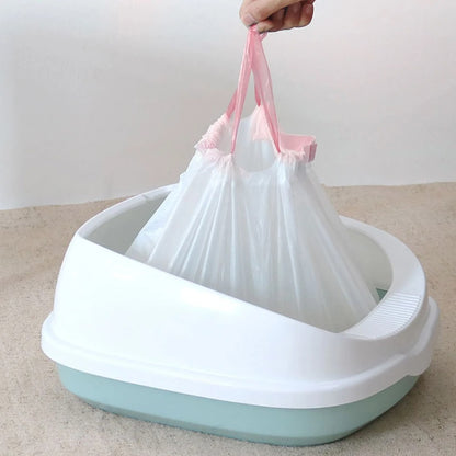 Cat Litter Tray Liner Bags with Drawstring – 12 Disposable Litter Box Liners
