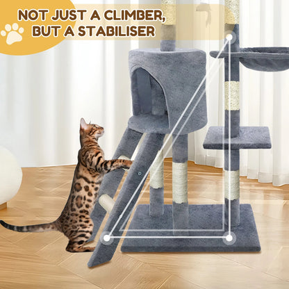Large Cat Tree Tower – Multi-Level Cat Scratching & Climbing Activity Centre with Condos, Ladder & Sisal Posts
