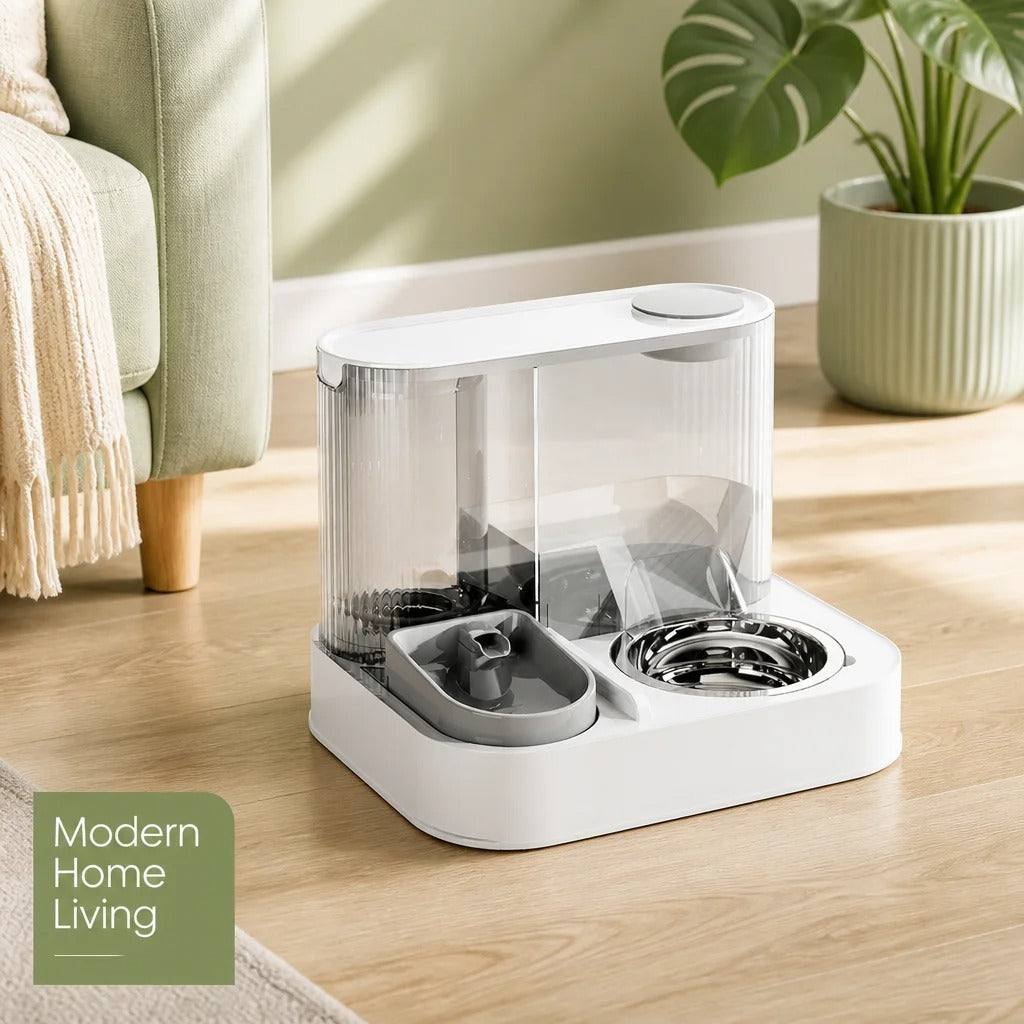 Automatic Cat & Dog Feeder with Water Dispenser – 2-in-1 Pet Food & Water Station
