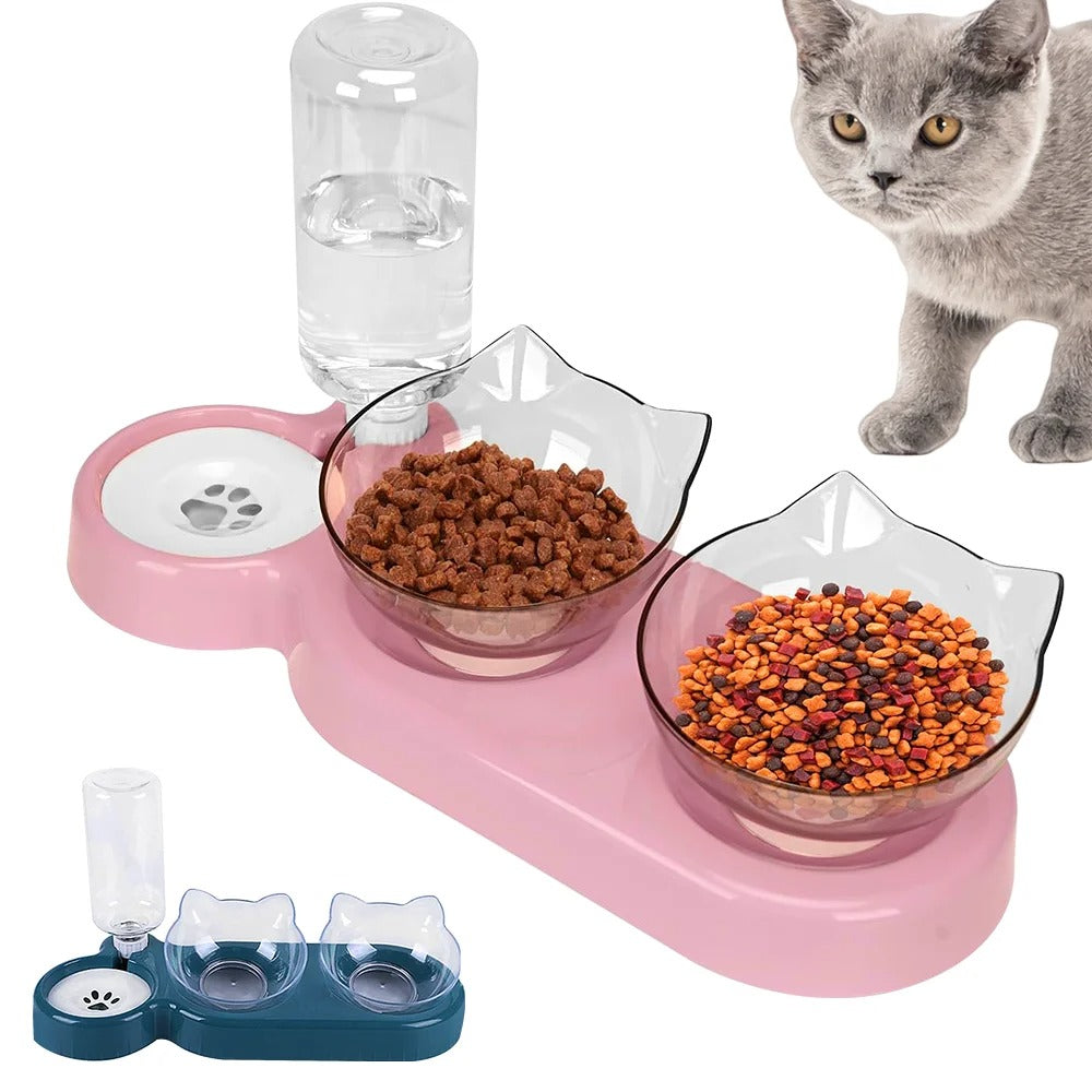 2-in-1 Pet Food & Water Bowl – Double Feeding Station for Cats & Dogs with Anti-Slip Base