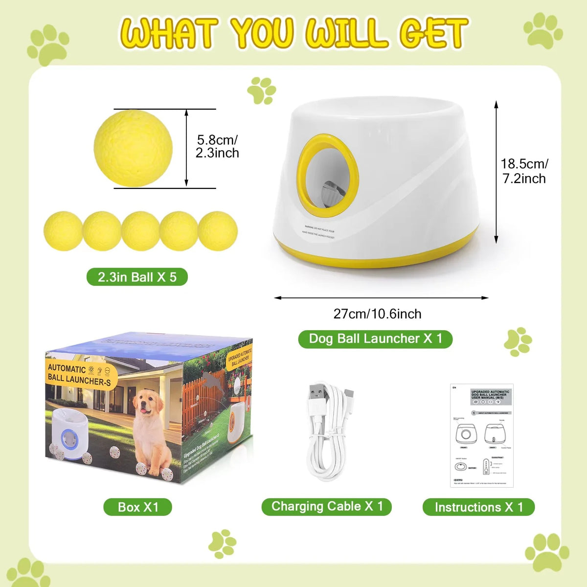 Automatic Dog Ball Launcher – Interactive Ball Thrower for Dogs with 5 Balls