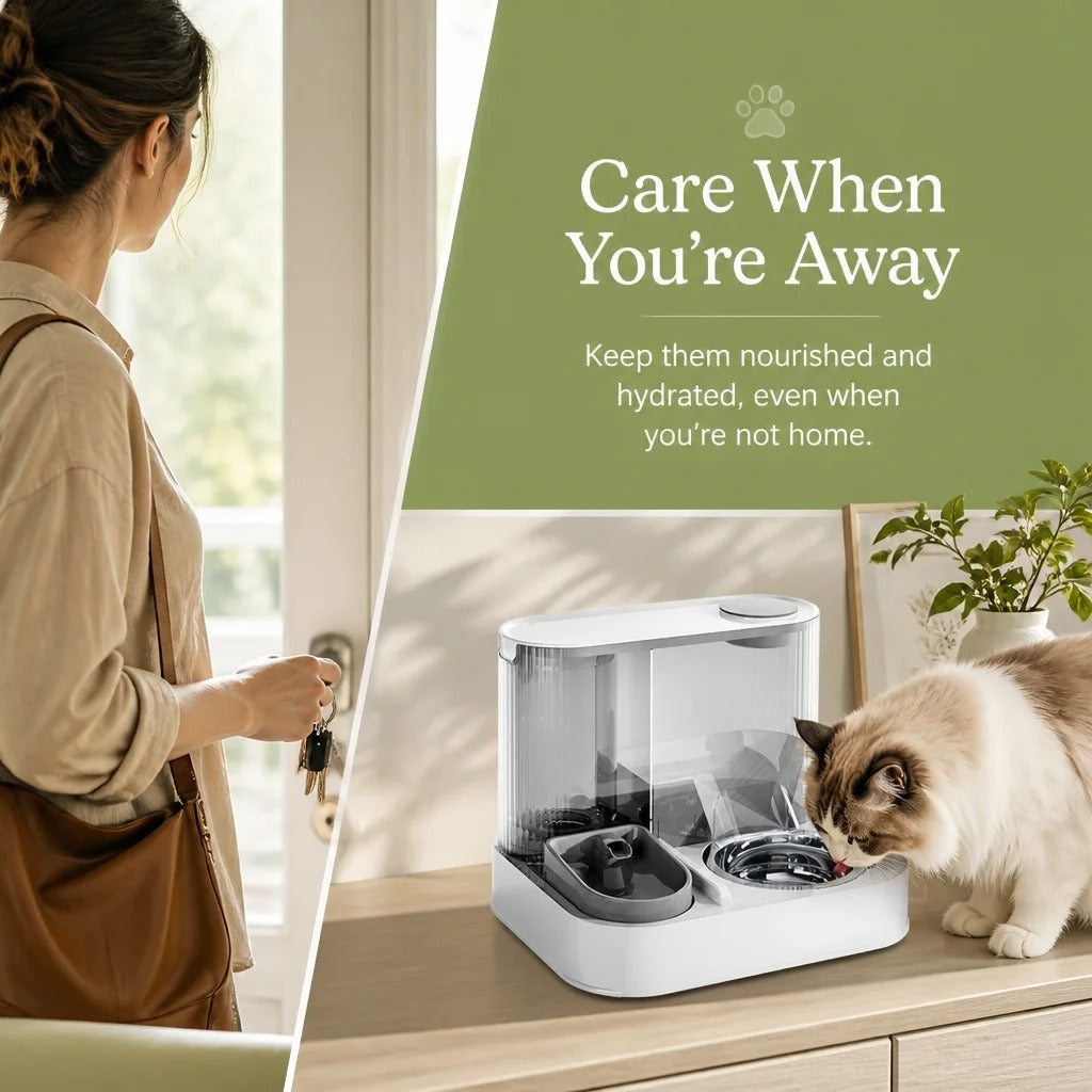 Automatic Cat & Dog Feeder with Water Dispenser – 2-in-1 Pet Food & Water Station