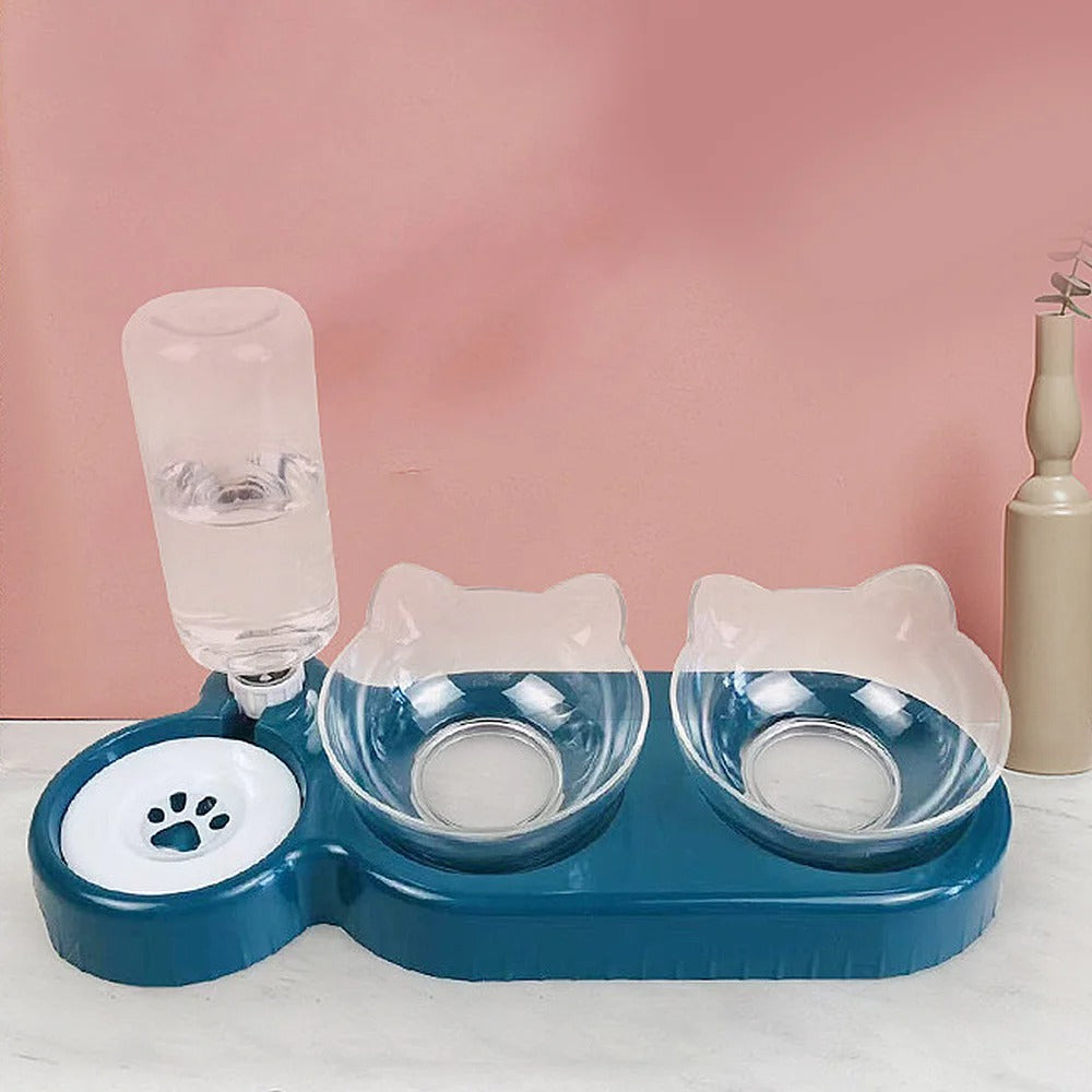 2-in-1 Pet Food & Water Bowl – Double Feeding Station for Cats & Dogs with Anti-Slip Base