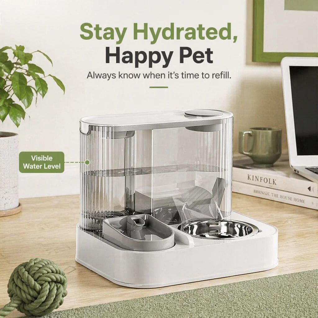 Automatic Cat & Dog Feeder with Water Dispenser – 2-in-1 Pet Food & Water Station
