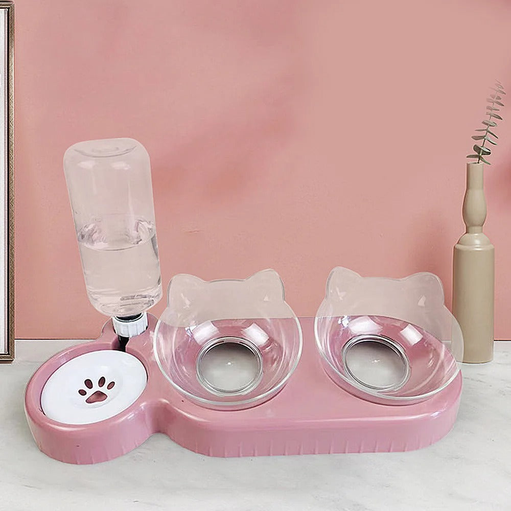 2-in-1 Pet Food & Water Bowl – Double Feeding Station for Cats & Dogs with Anti-Slip Base
